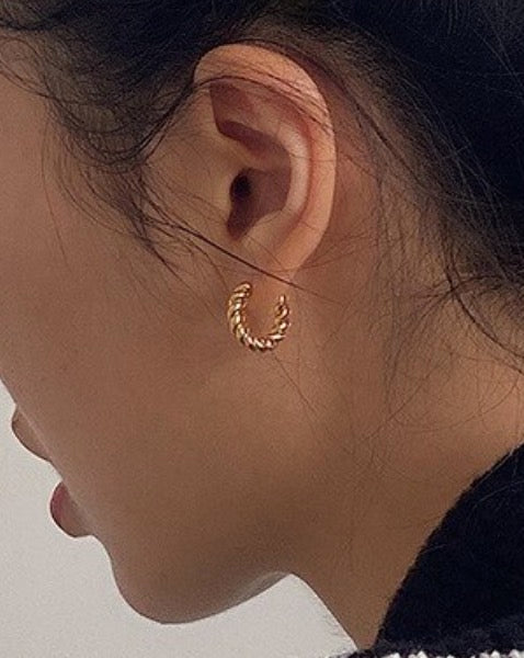Vintage Cute Twisted Hoop Earrings (Silver 925)