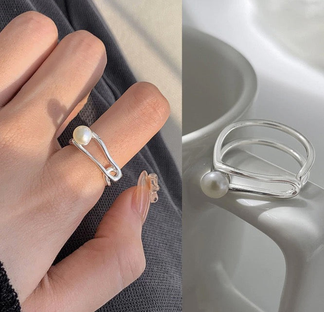 Pearl Clip Ring (925 Silver)