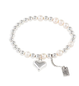 Pearl Heart Ball Bracelet (925 Silver)