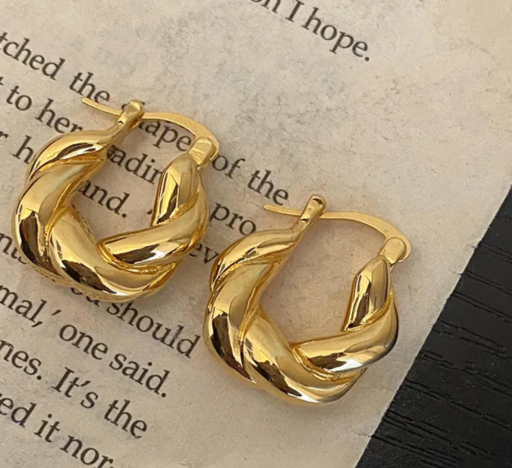 Vintage Twist Hoop Earrings (925 Silver Plated)