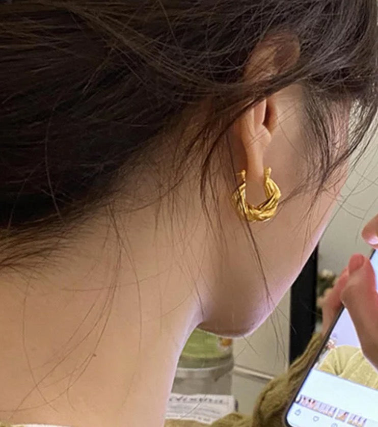 Vintage Twist Hoop Earrings (925 Silver Plated)