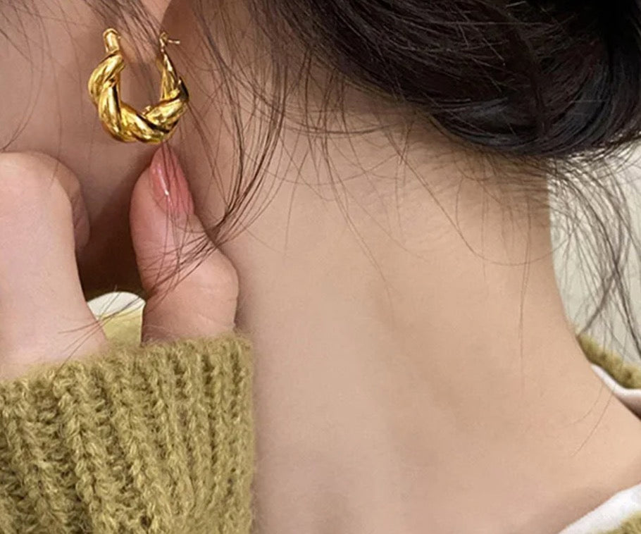 Vintage Twist Hoop Earrings (925 Silver Plated)