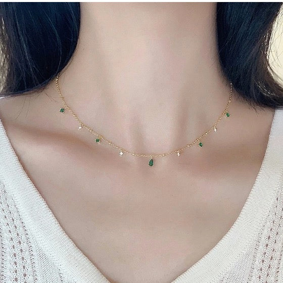 Emerald Gold Necklace (925 Silver)
