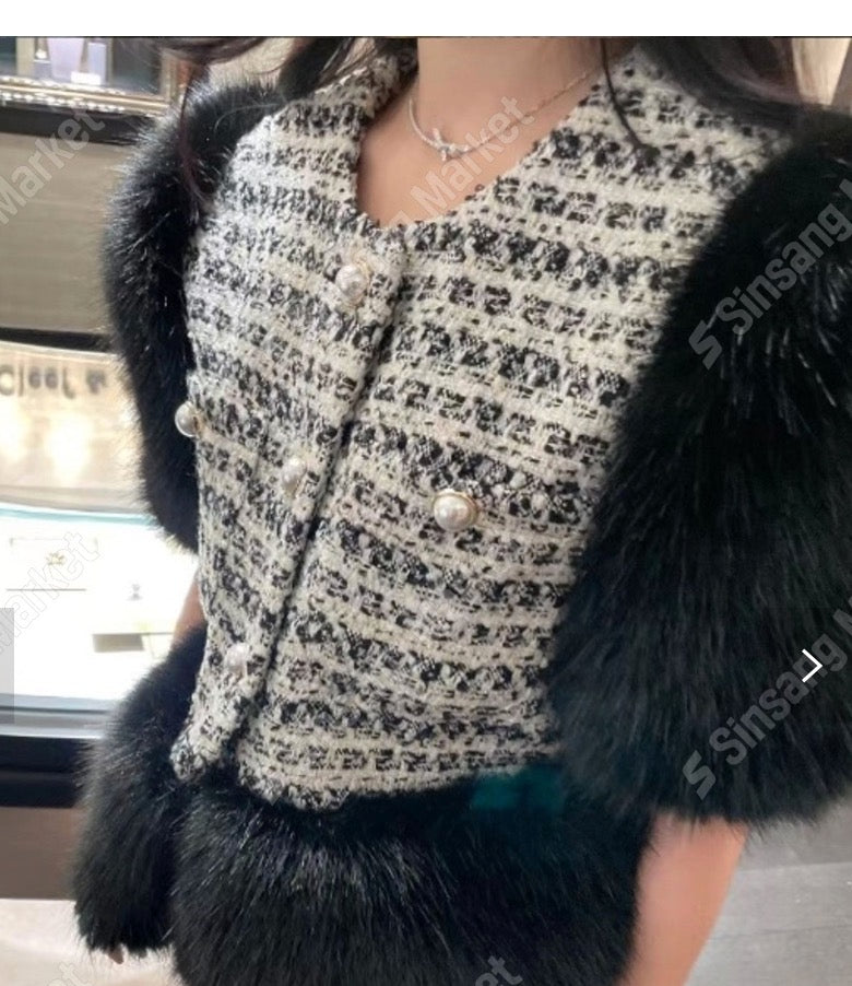 Pearl Fur Tweed Vest
