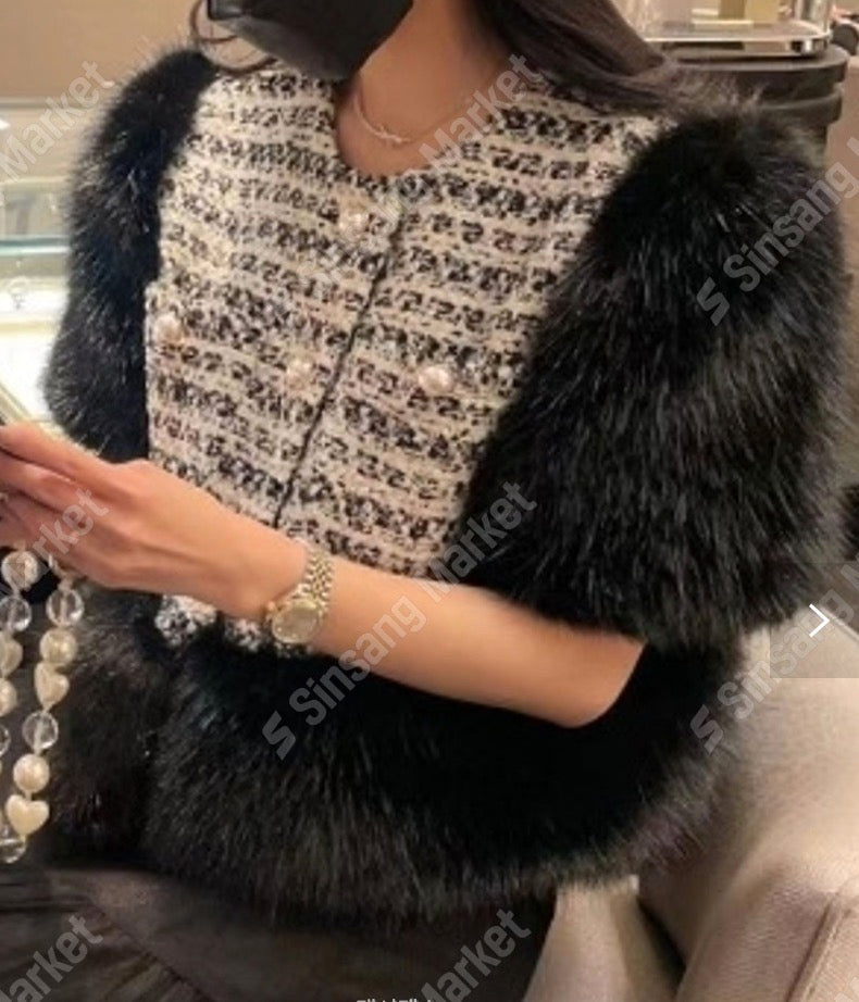 Pearl Fur Tweed Vest