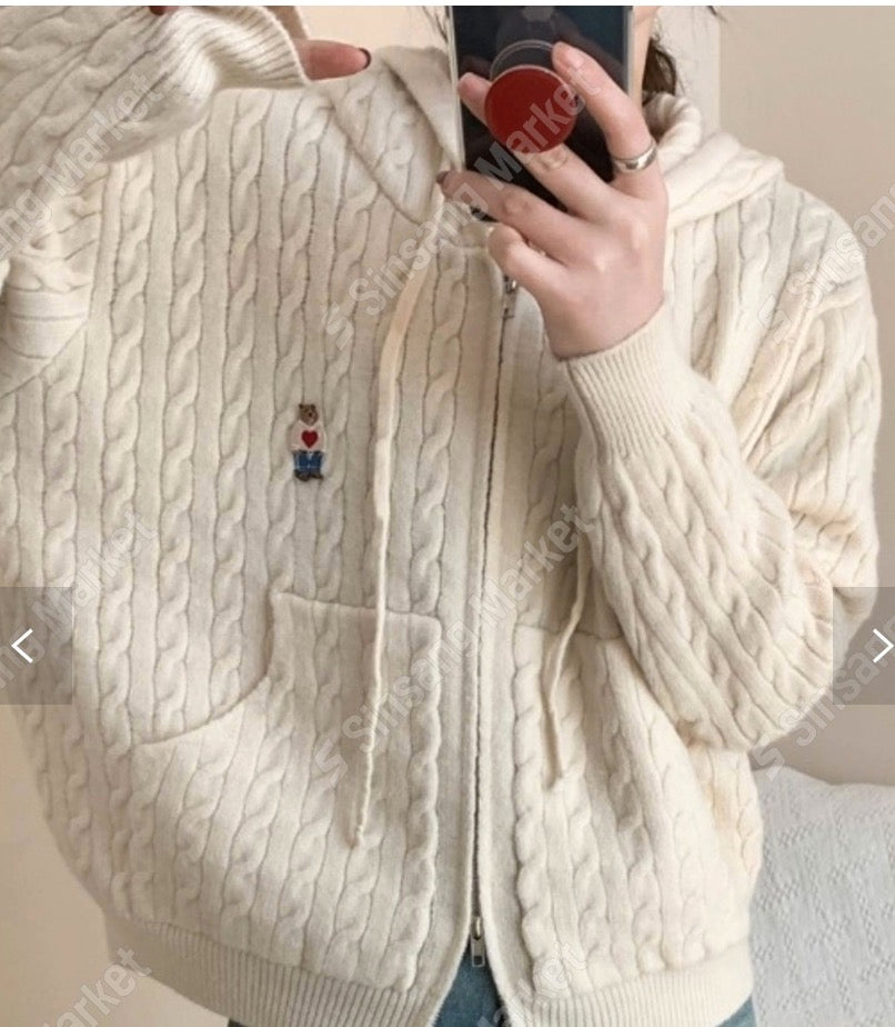 Maximax Bear Zip Knit  Hoodie
