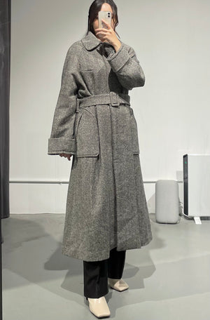 Herringbone Wool Max Coat