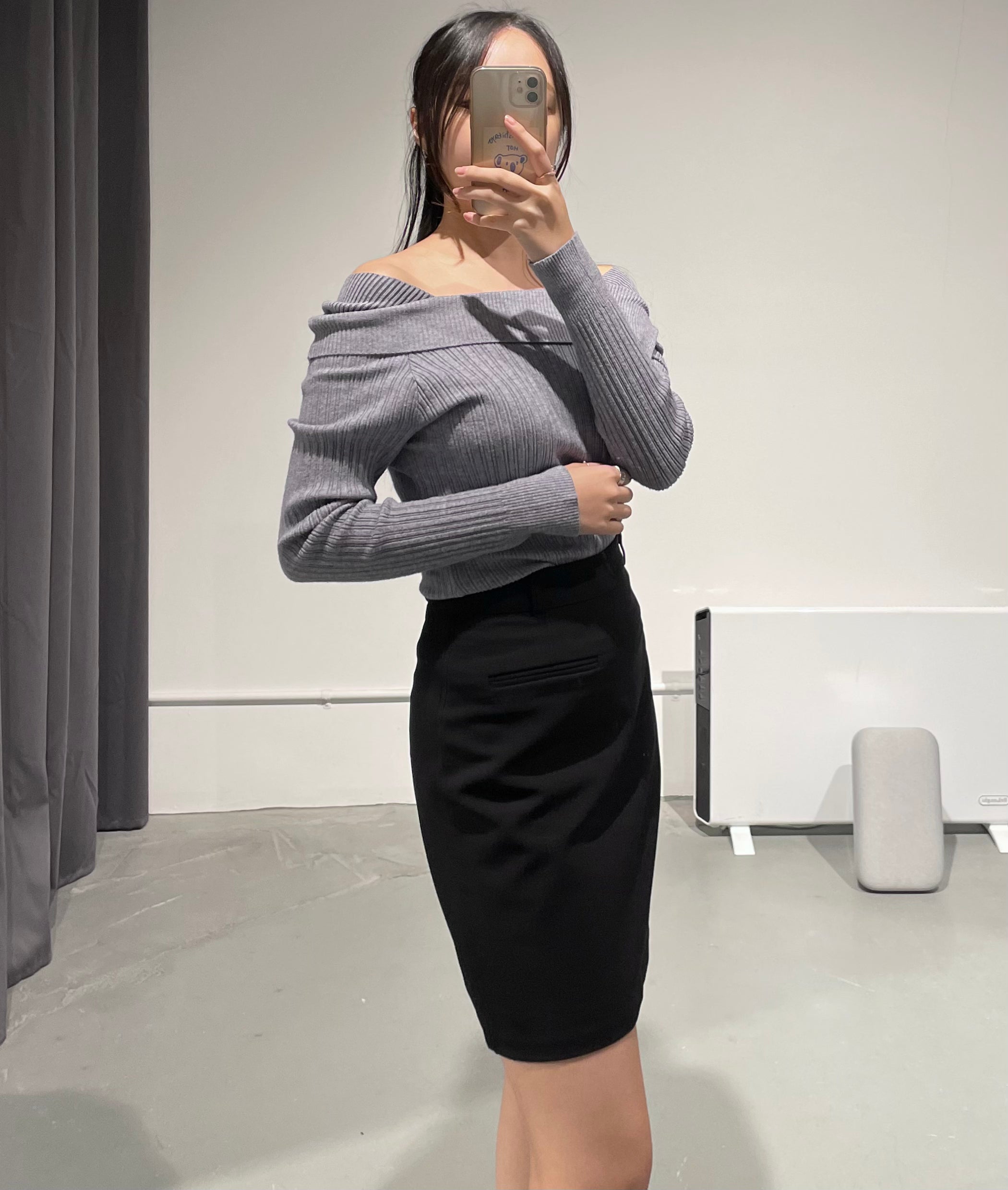 Mori Grey Fold Rib Knit