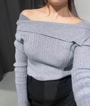 Mori Grey Fold Rib Knit