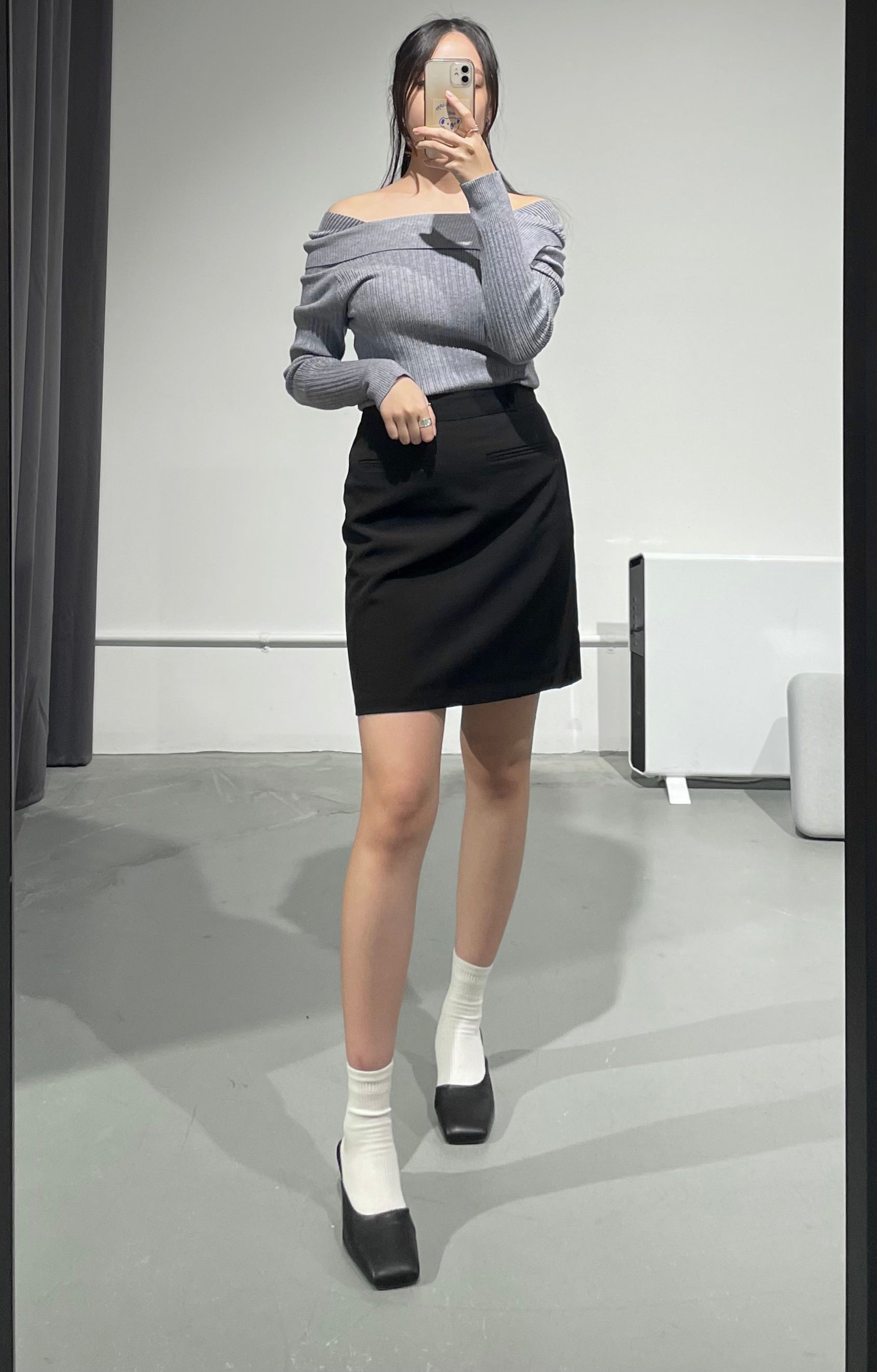 Mori Grey Fold Rib Knit