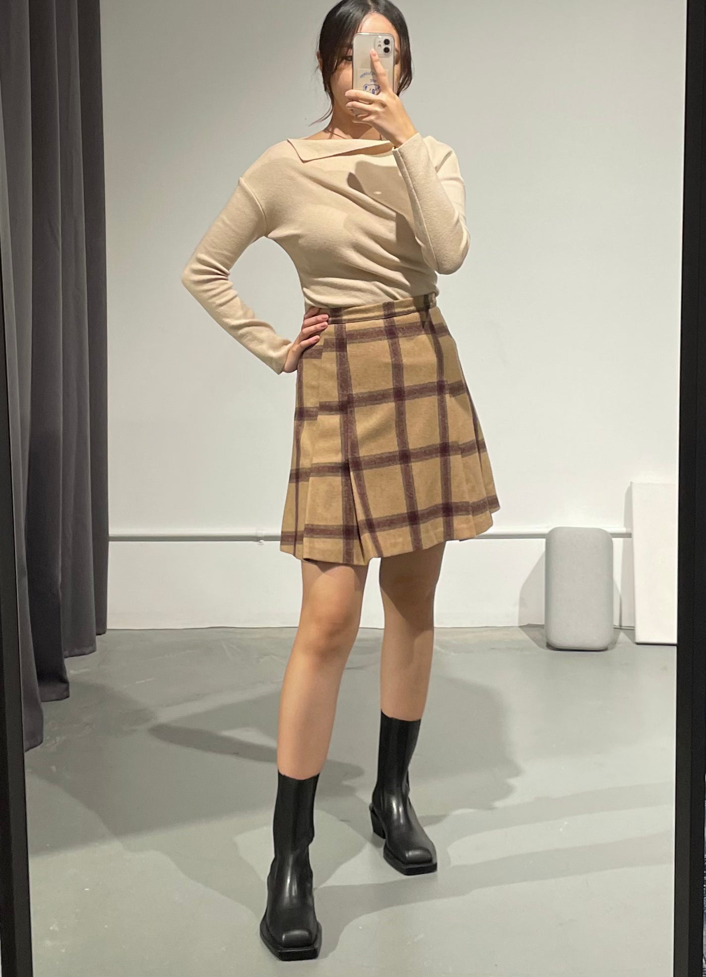 MyYoung Check Skirt