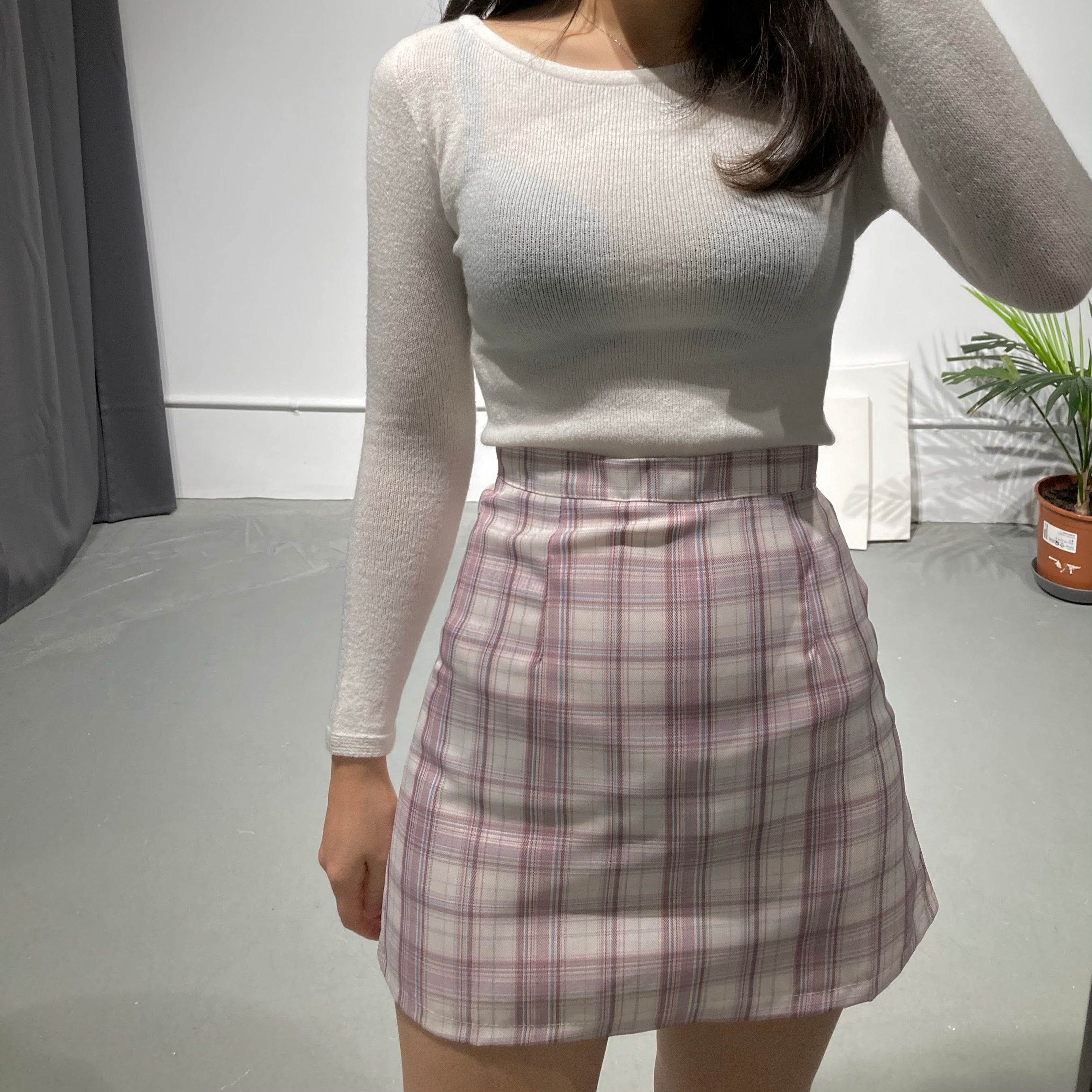 HANA Check Mini Skirt