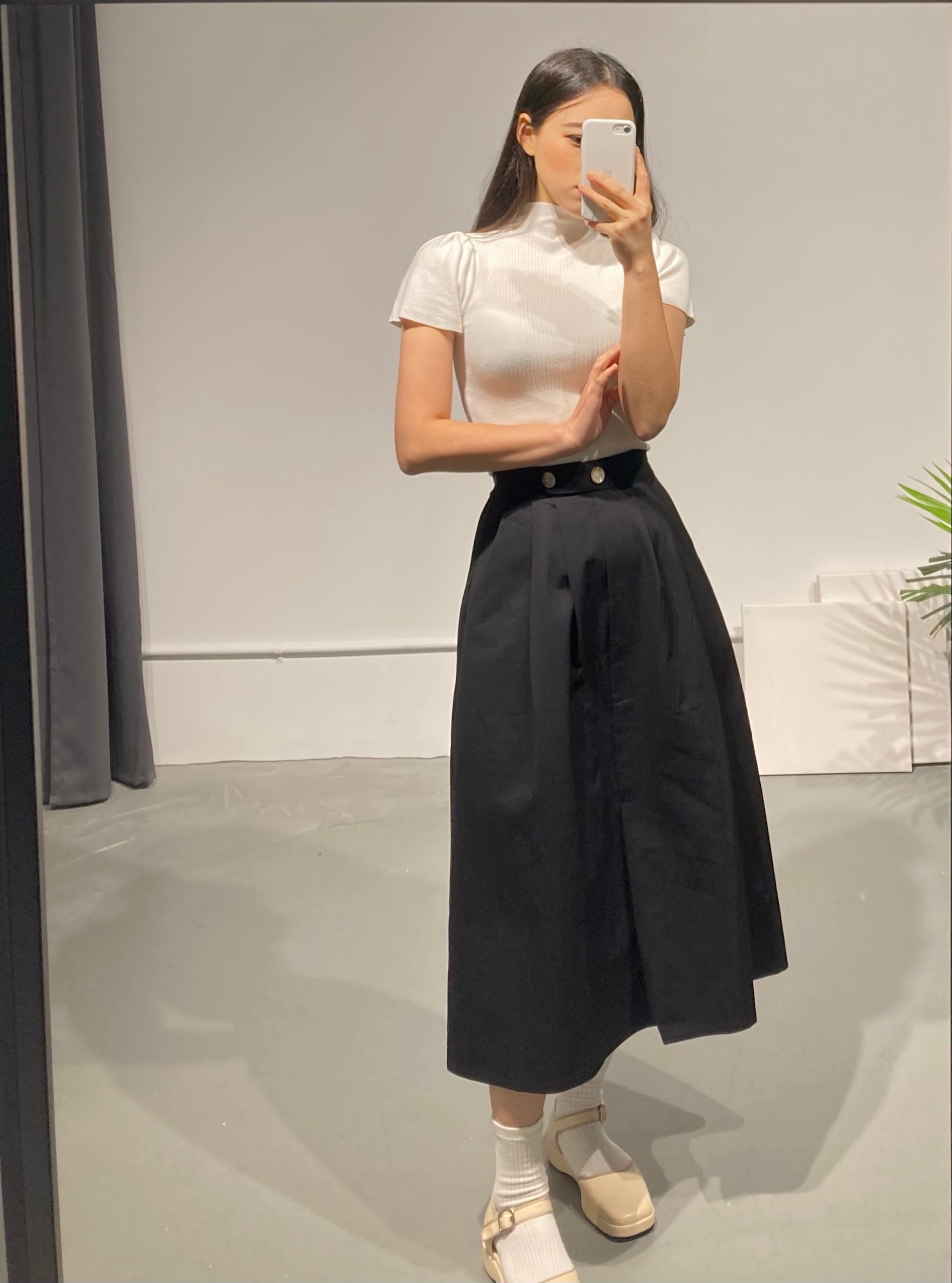 Button Long Skirt
