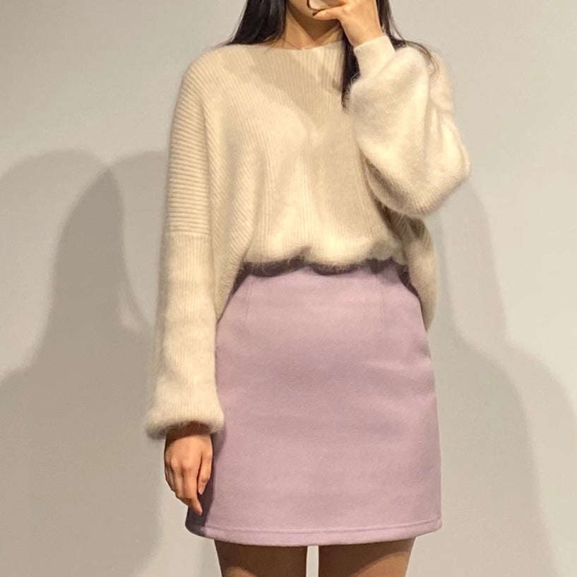 MARI Wool Mini Skirt in Purple