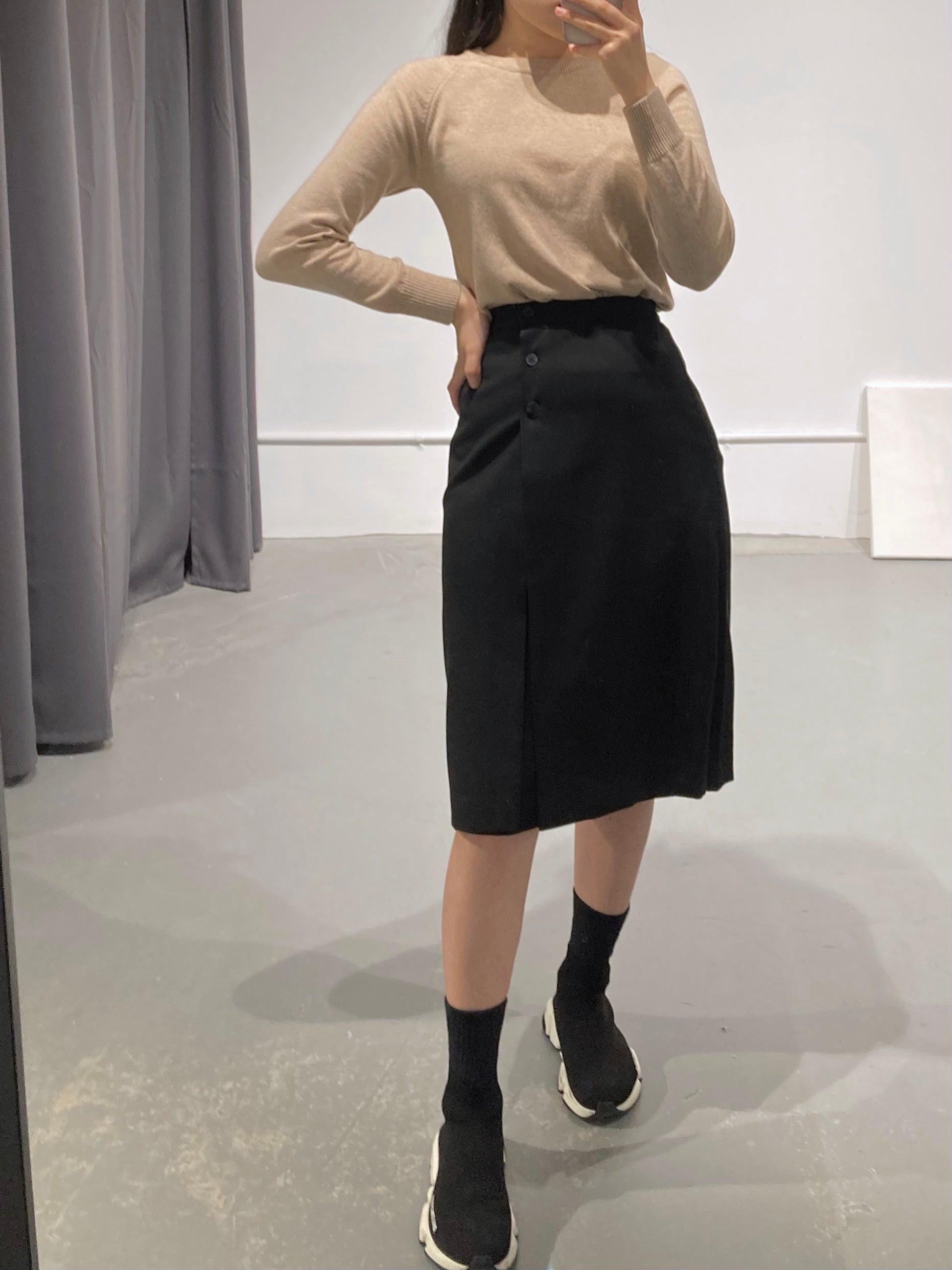 MyYoung Button Midi Skirt