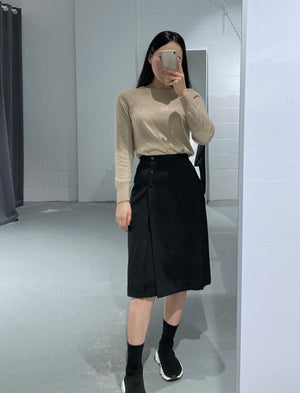 MyYoung Button Midi Skirt
