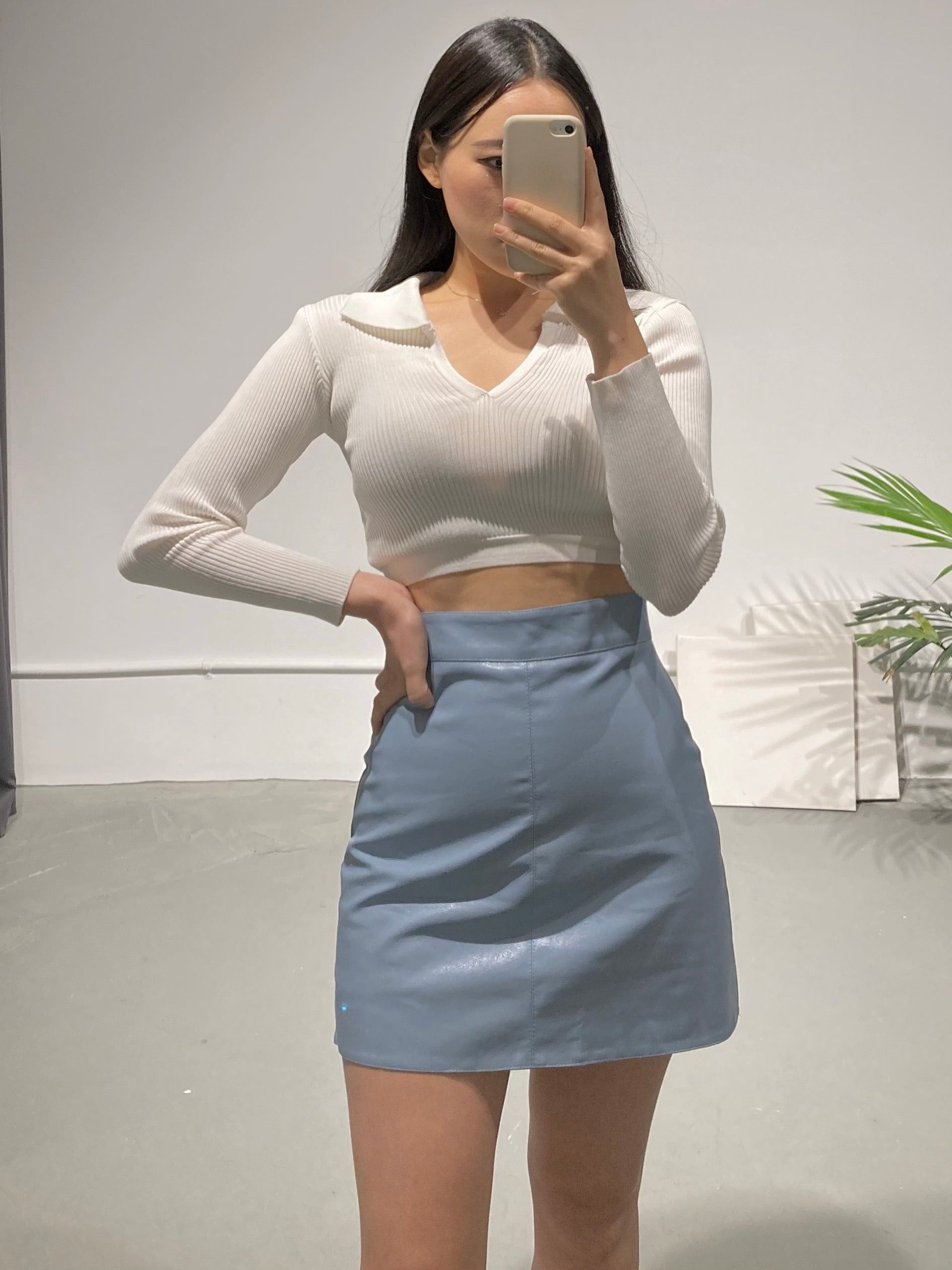 Basic Faux Leather Mini Skirt