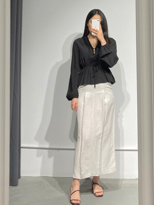 DANA Linen Pintuck Midi Skirt
