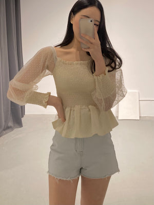 Lace Smock Peplums Top