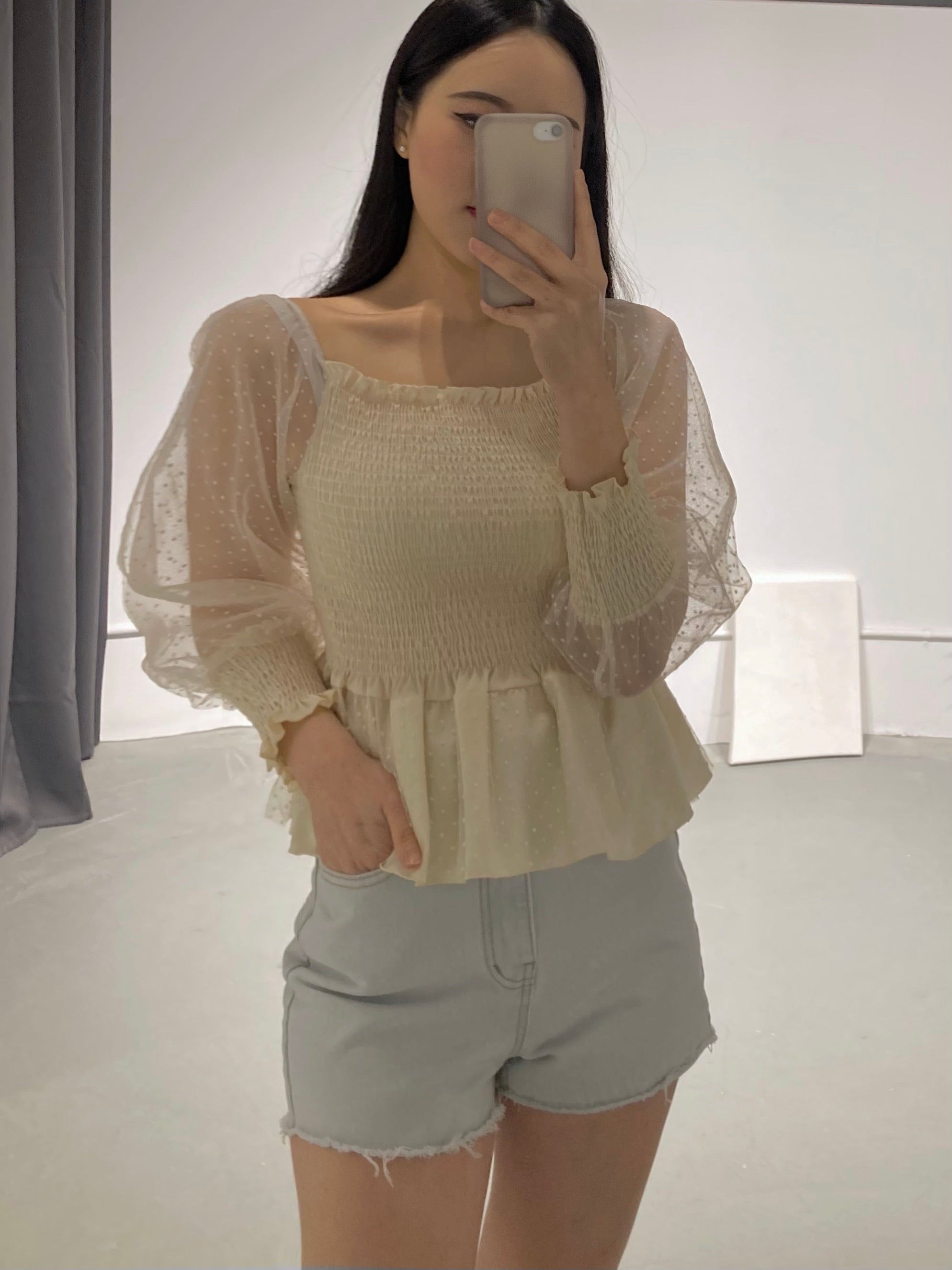 Lace Smock Peplums Top