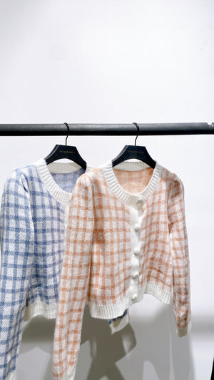 Hong Check Knit Cardigan
