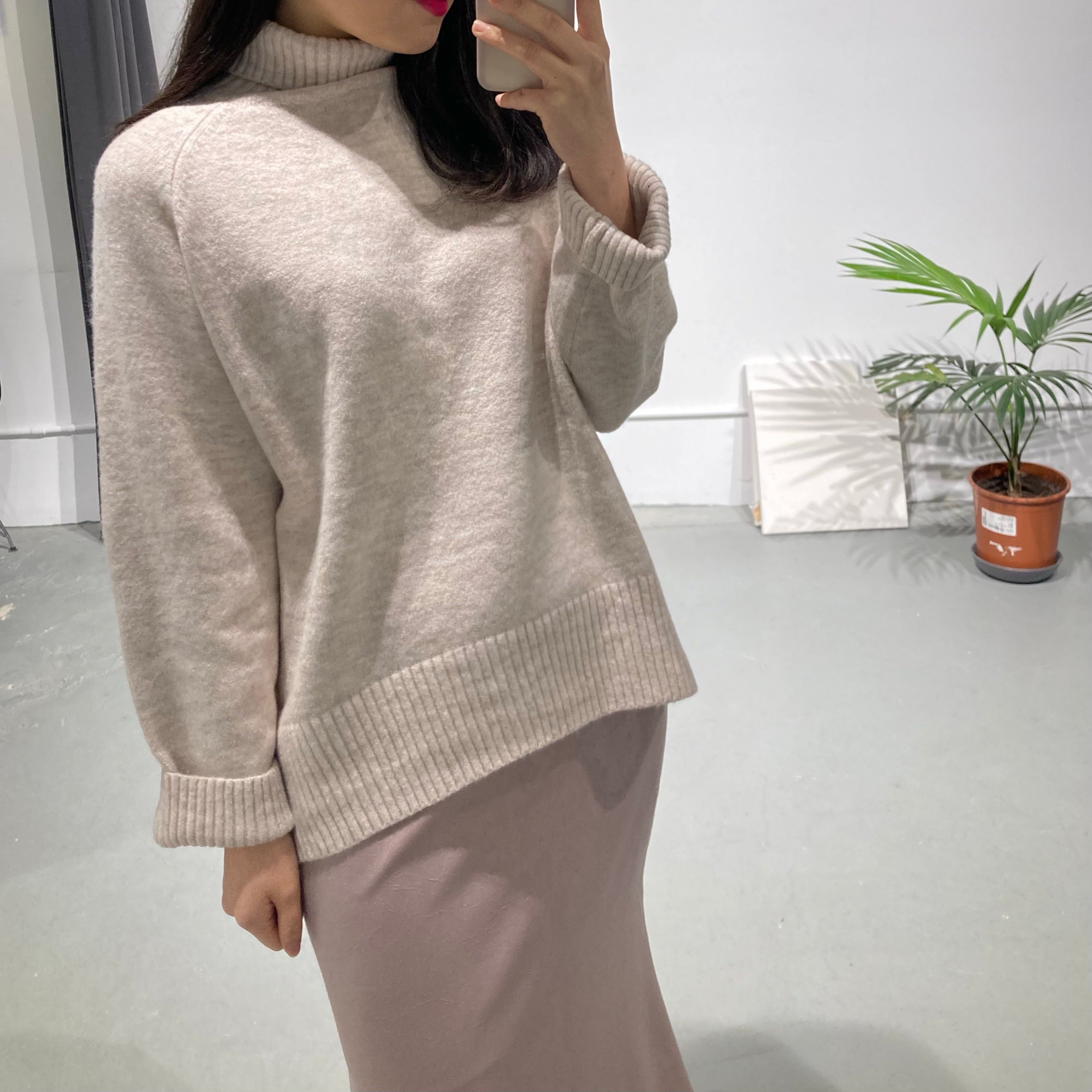 Ivory Turtle Neck Knit Top