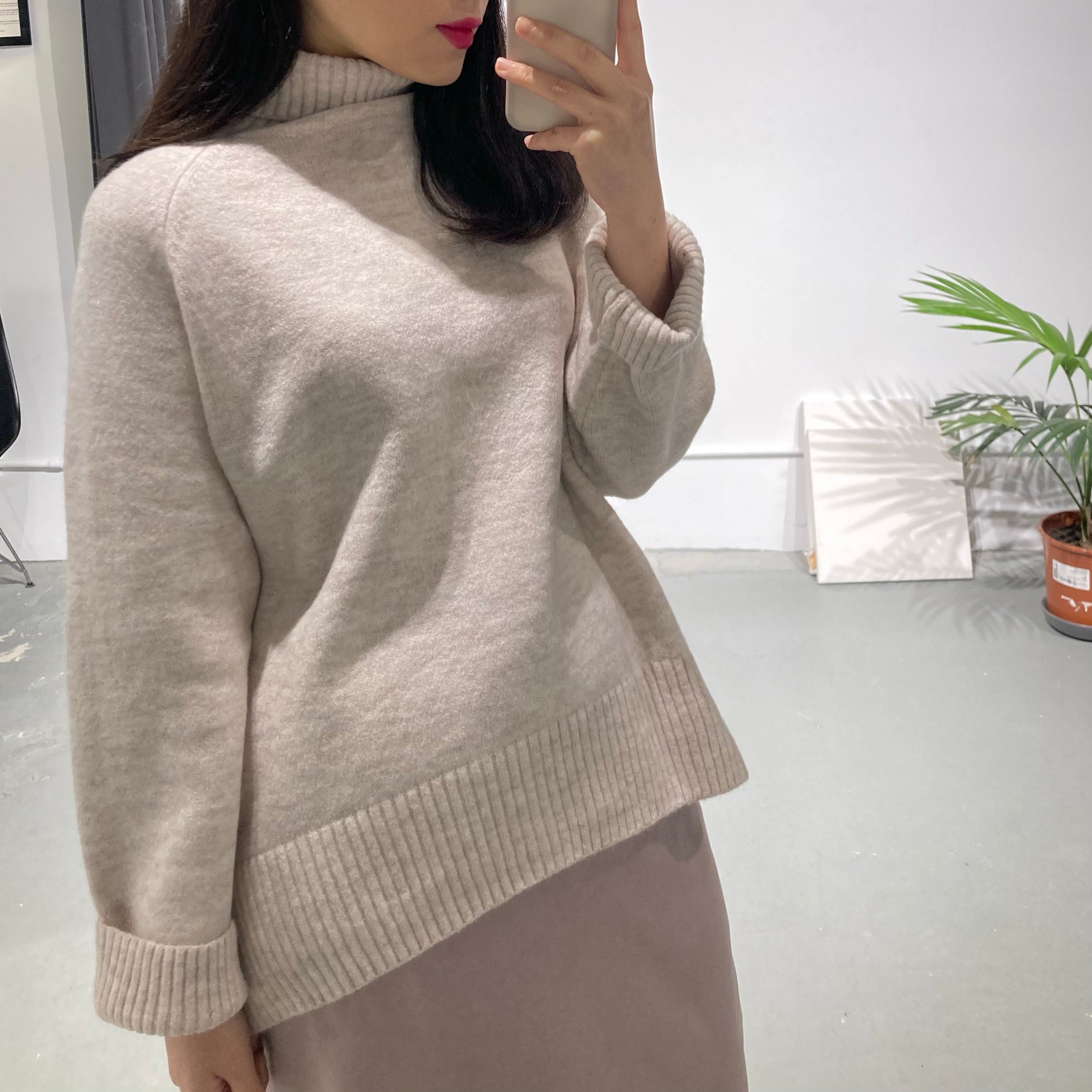 Ivory Turtle Neck Knit Top