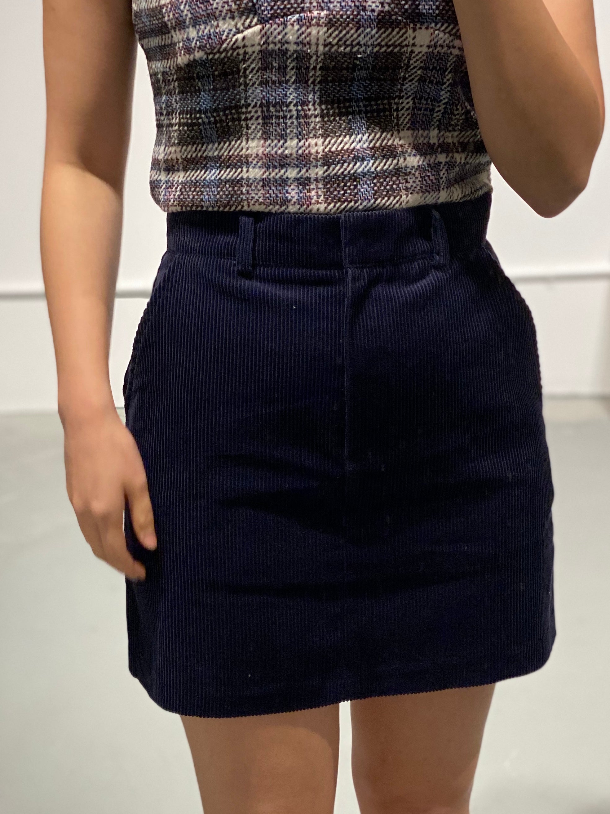 INHA Cord Mini Skirt in Navy