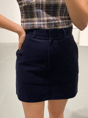 INHA Cord Mini Skirt in Navy