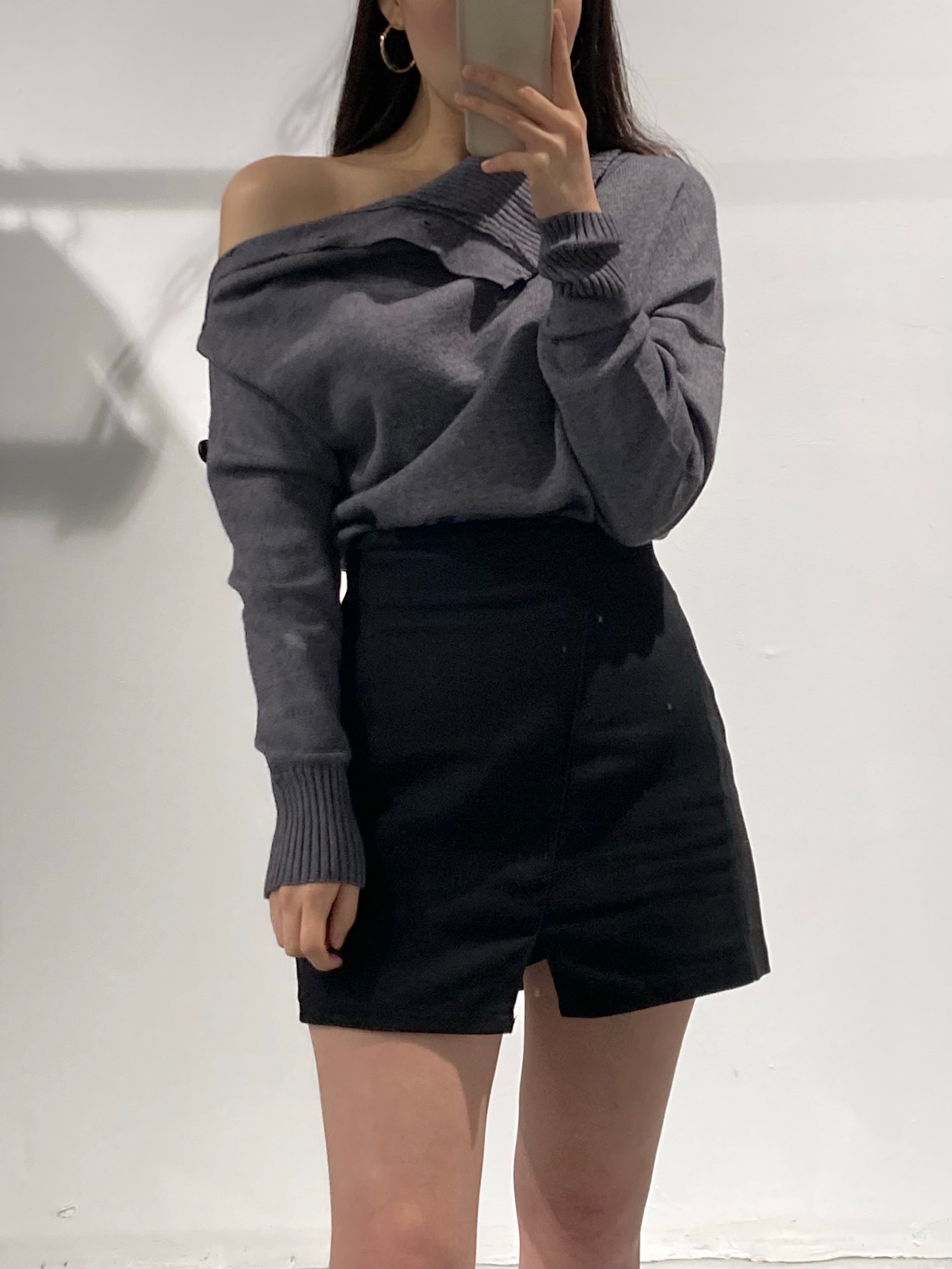 YUL Slit Black Mini Skirt