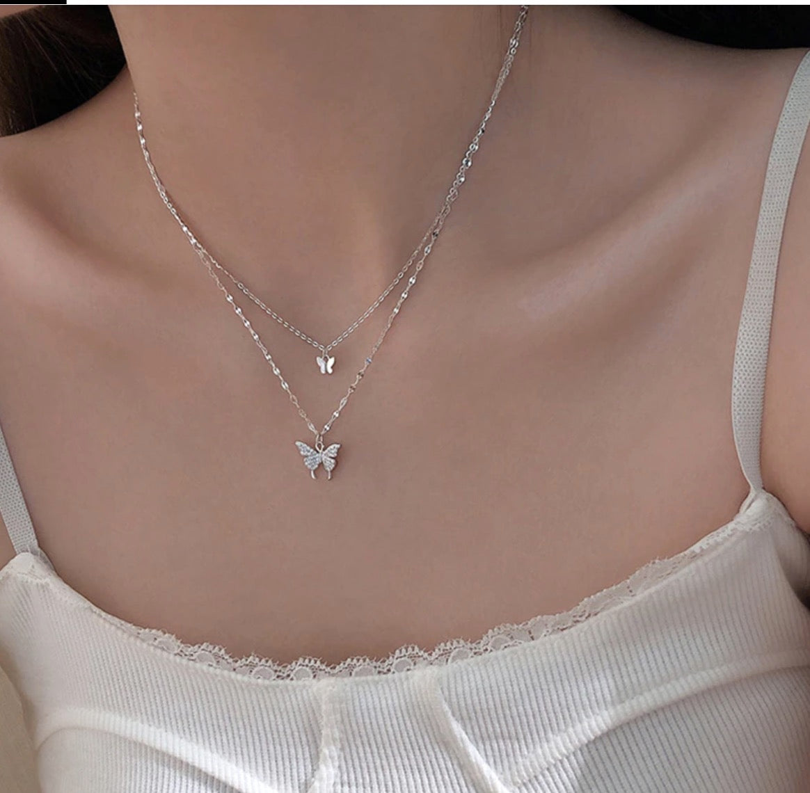 Layered Butterfly Necklace (925 Silver)