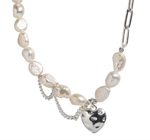 Love Pearl Heart Necklace (925 Silver)