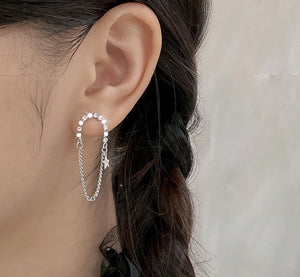 Star U Chain Earrings (925 Silver)