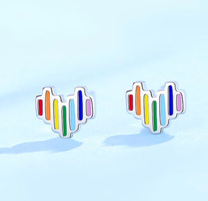 Rainbow Heart Earrings (925 Silver)