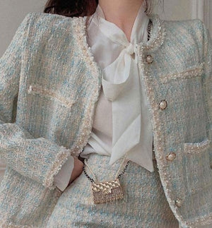 Minty Pearl Tweed Set