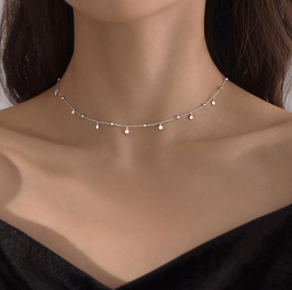 Bead Drop Necklace (925 Silver)