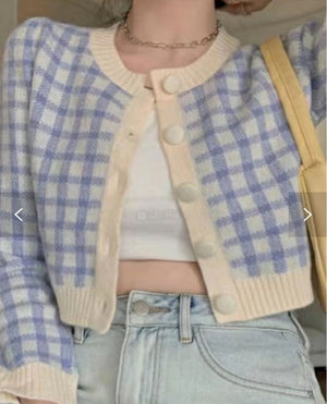 Hong Check Knit Cardigan