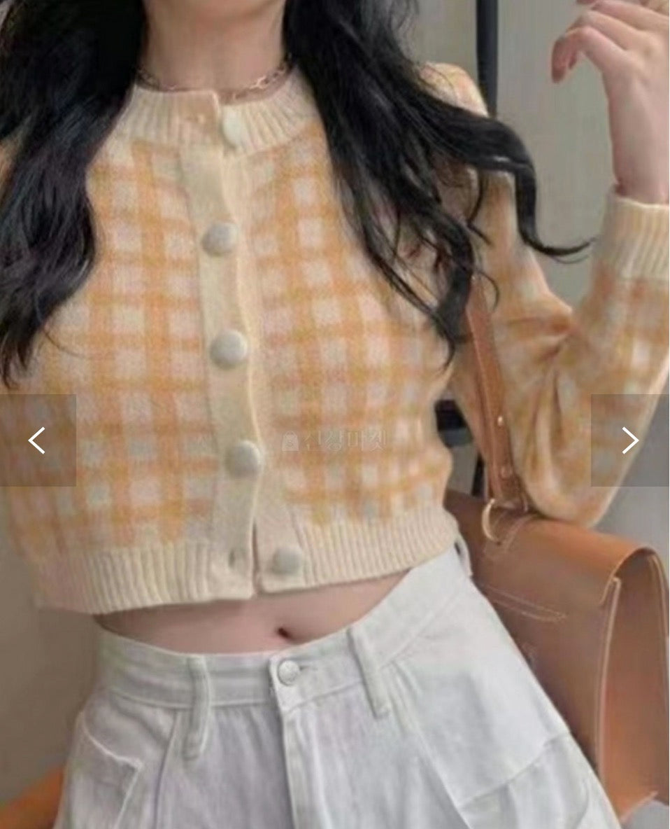 Hong Check Knit Cardigan