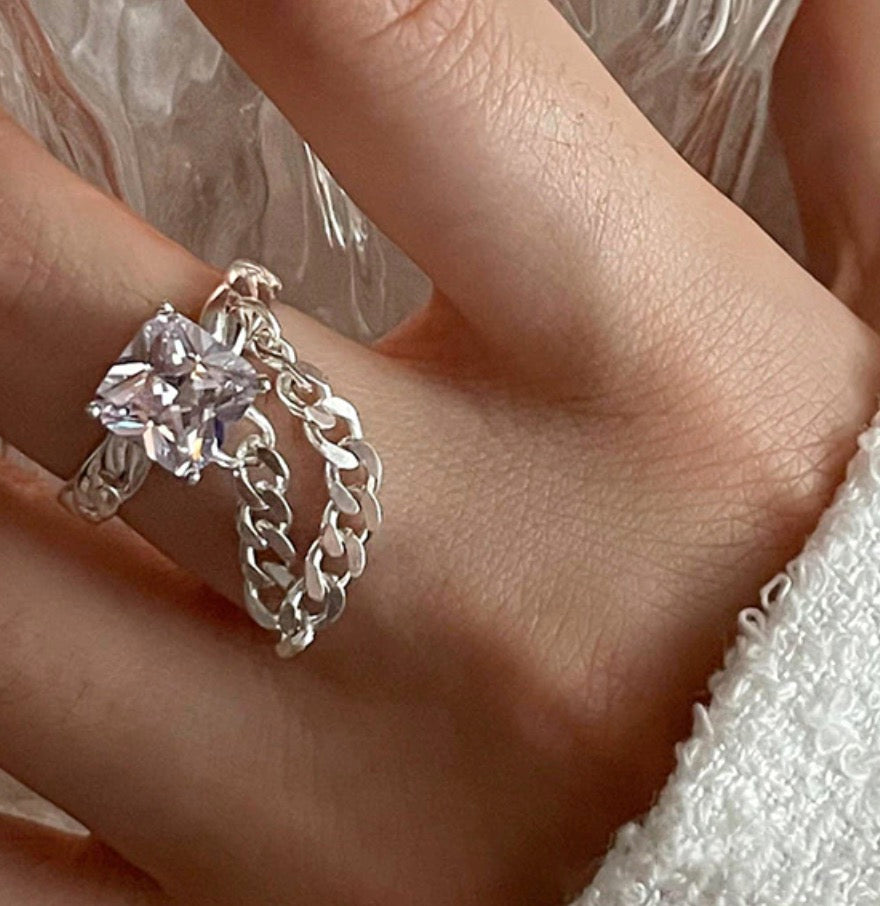 Princess Chain Ring (925 Silver)
