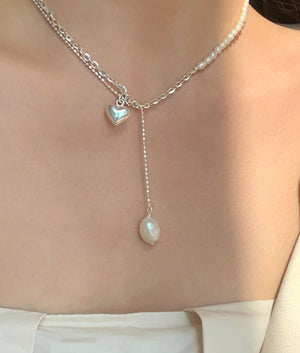 Heart Drop Necklace (925 Silver)