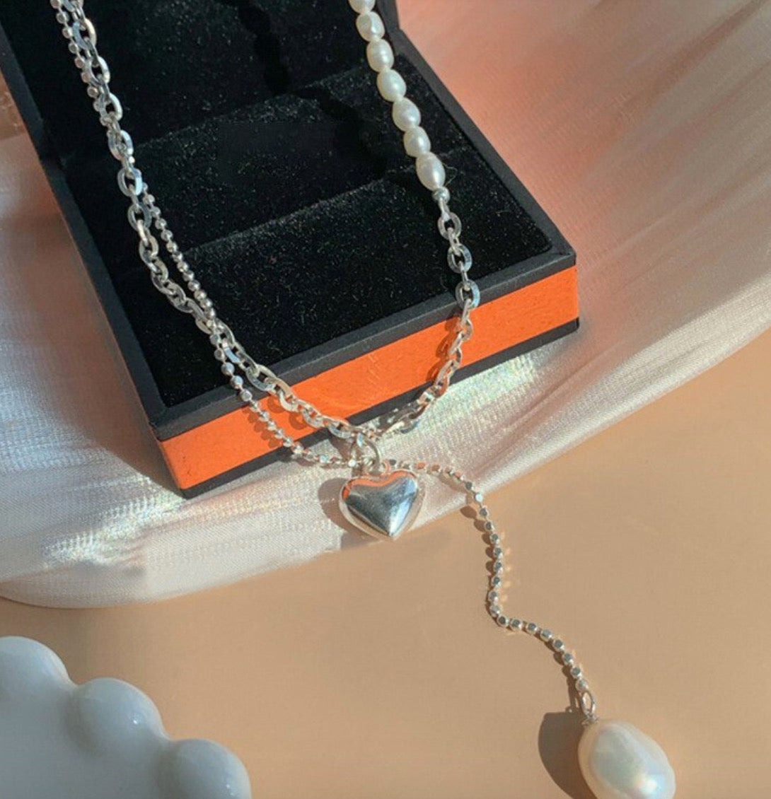 Heart Drop Necklace (925 Silver)