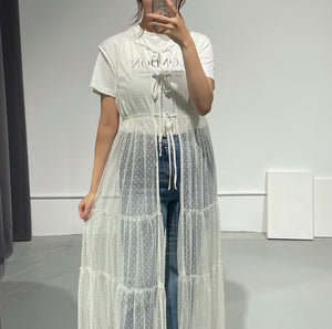Dot Lace Long Coverup