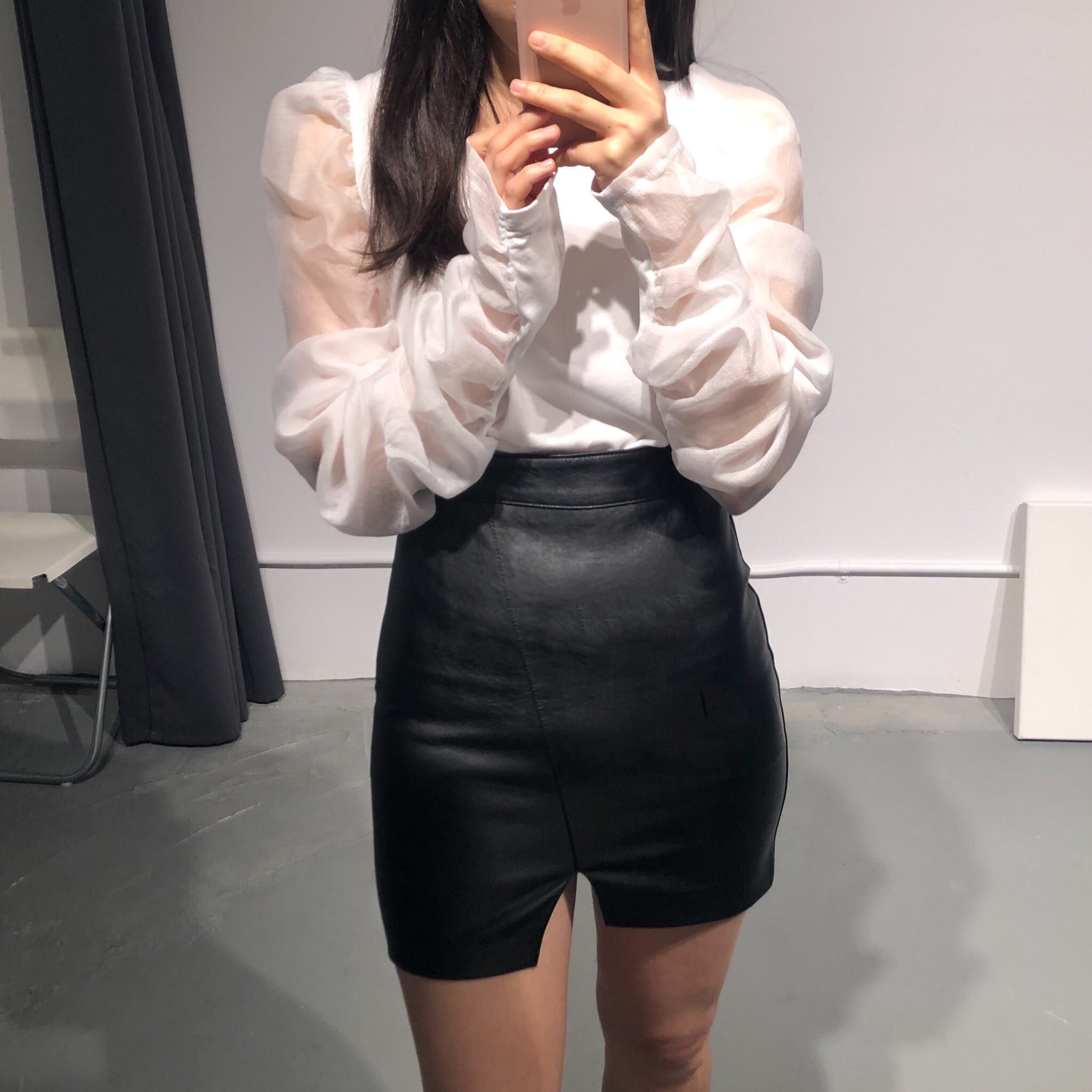 SUAN Faux Leather Skirt
