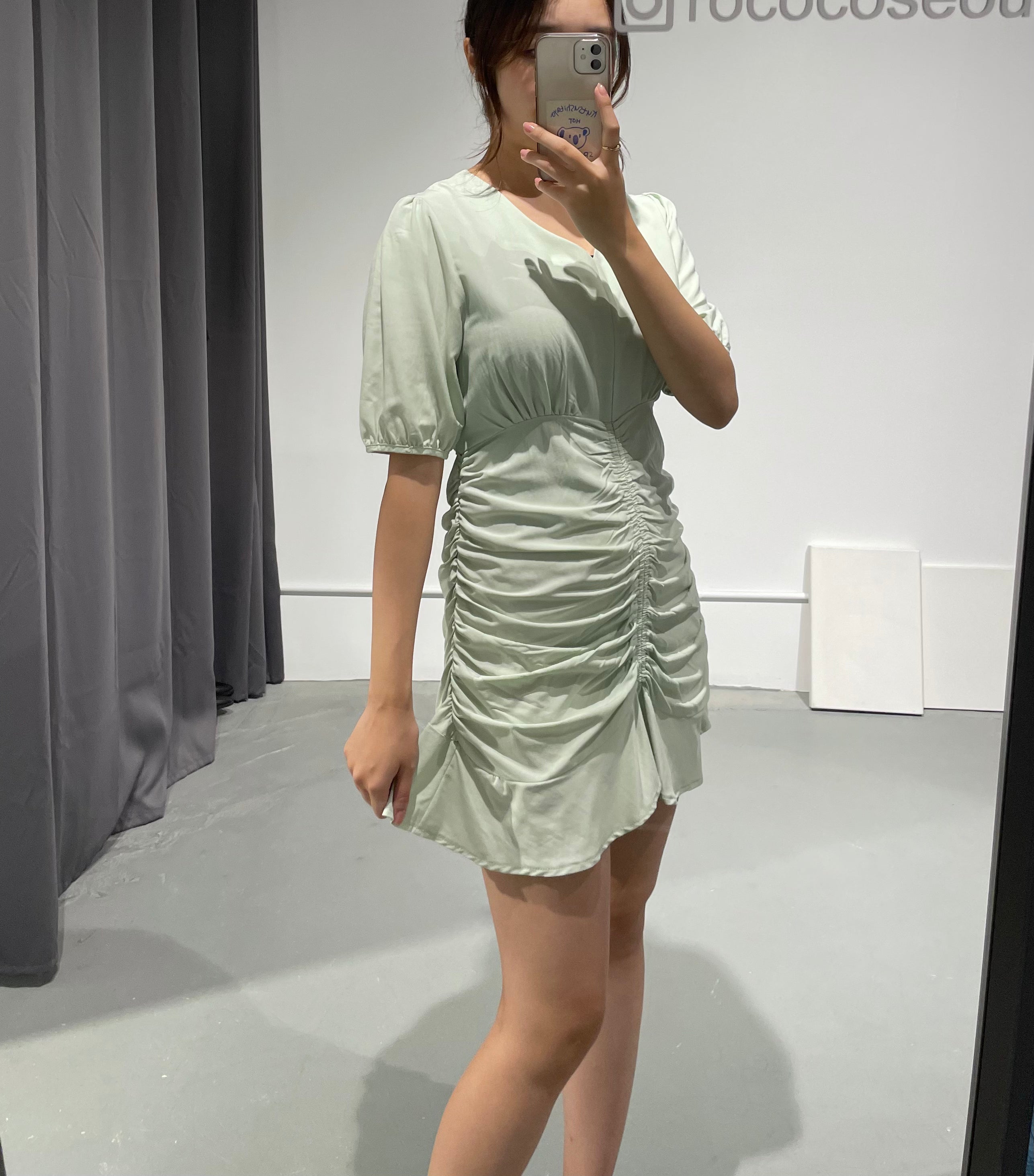 Shirring Frill Dress