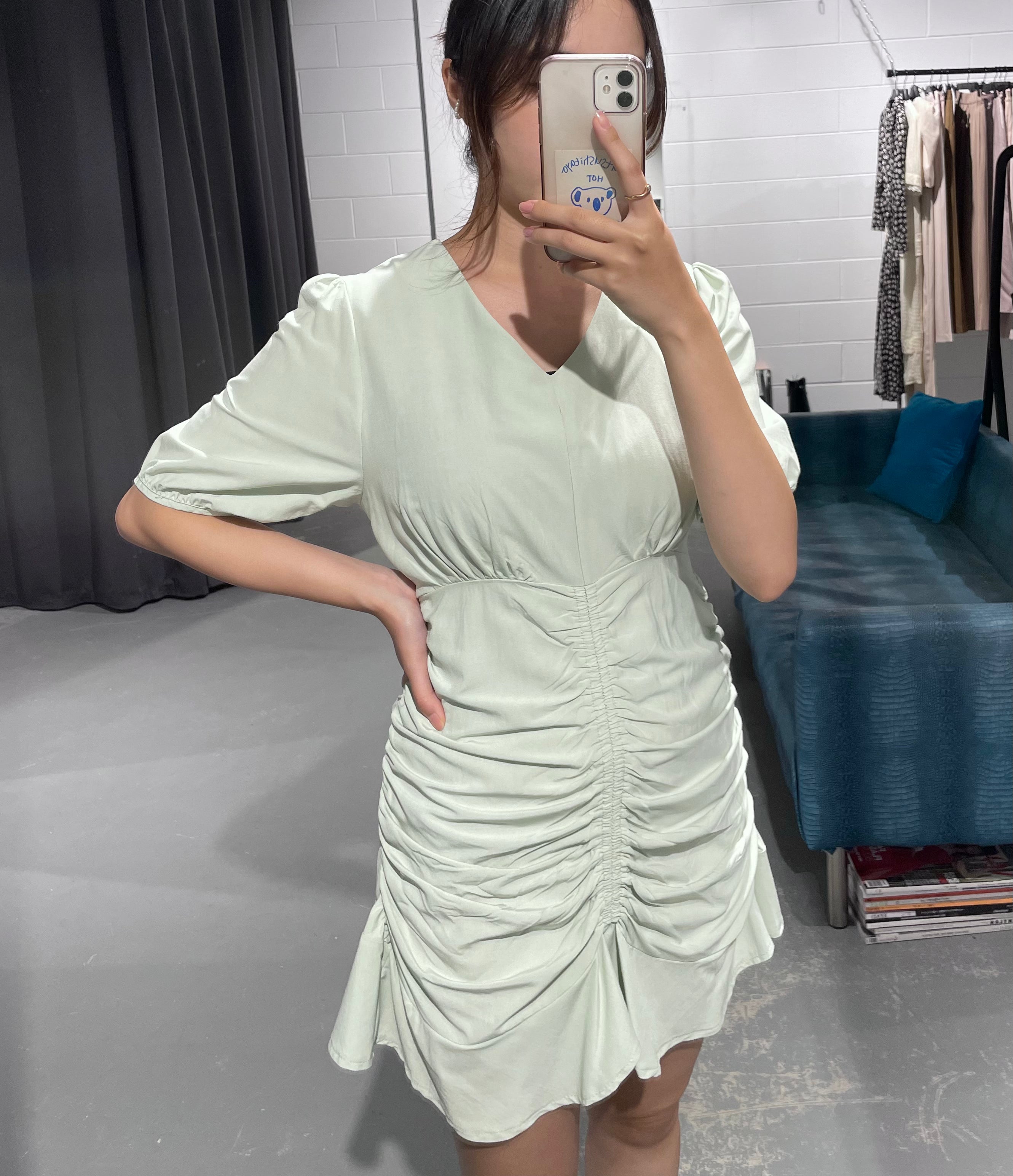 Shirring Frill Dress