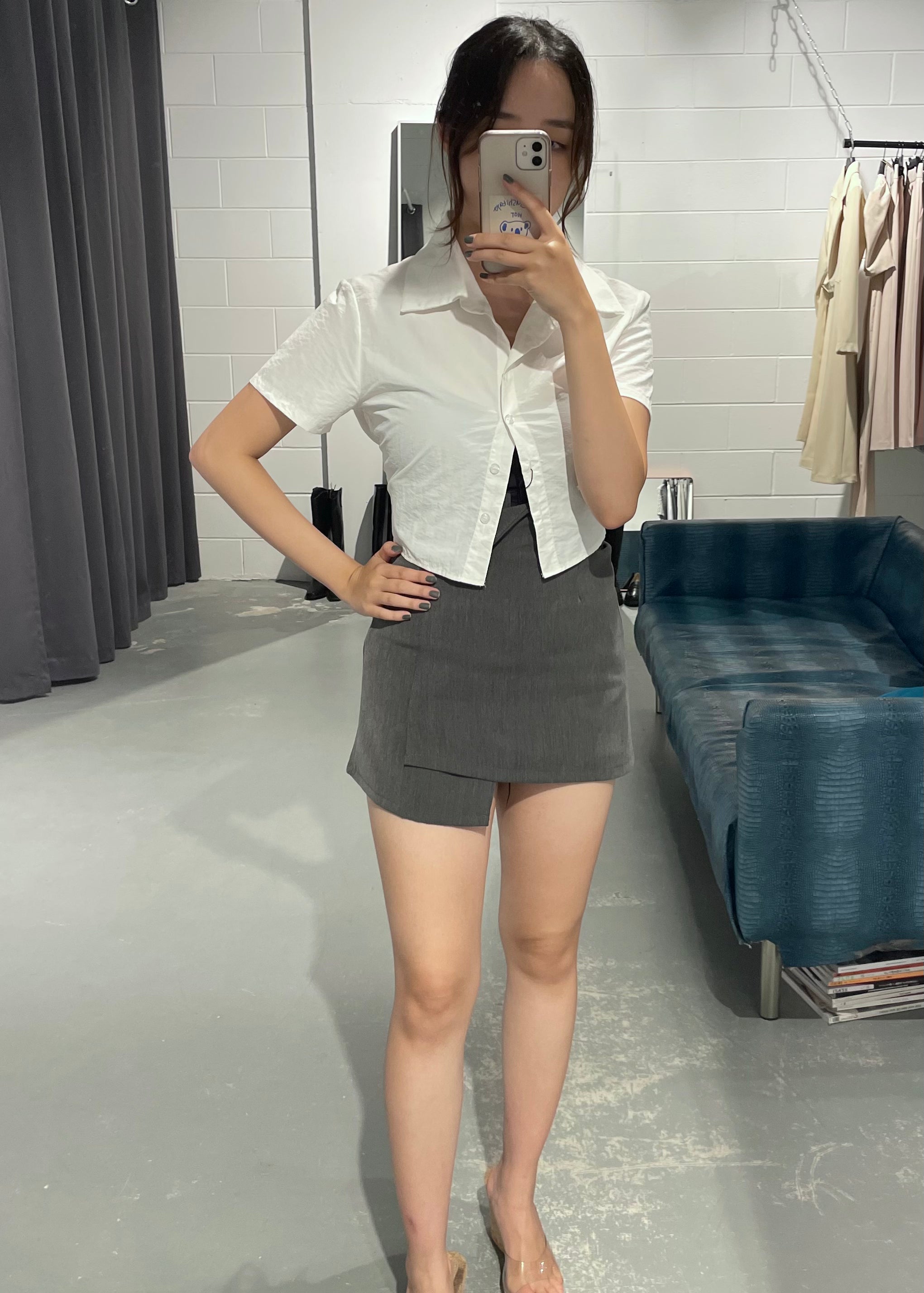 Nylon Shirt with Banding Waist