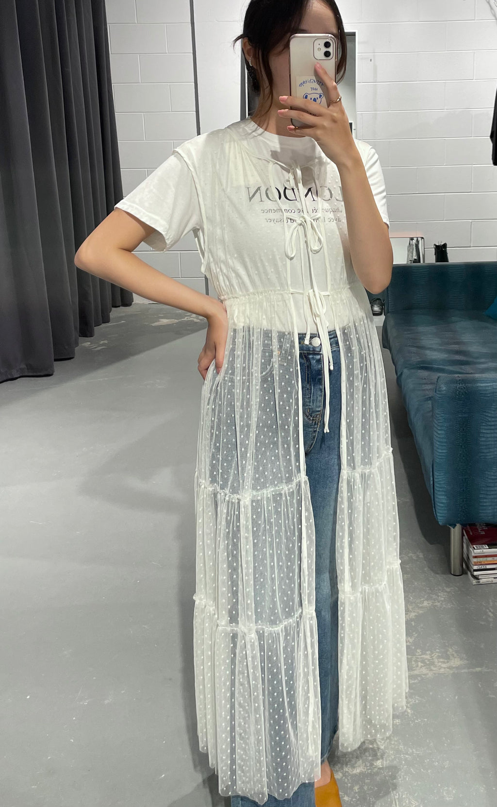 Dot Lace Long Coverup