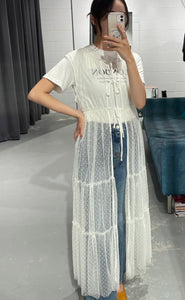 Dot Lace Long Coverup