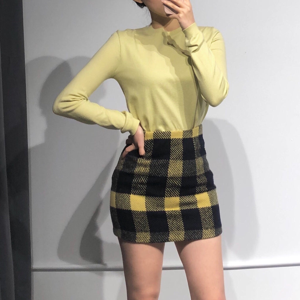 NURI Wool Check Skirt