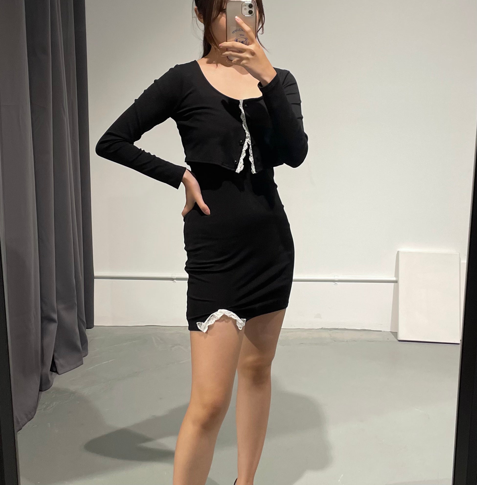 ANA Honey Lace Dress Cardigan Set